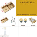 Gold Kitchen Sink Above Counter or Undermount double Bowl Goldn Basket Drainer Soap Dispenser Washing Basin 304 Stainless Steel