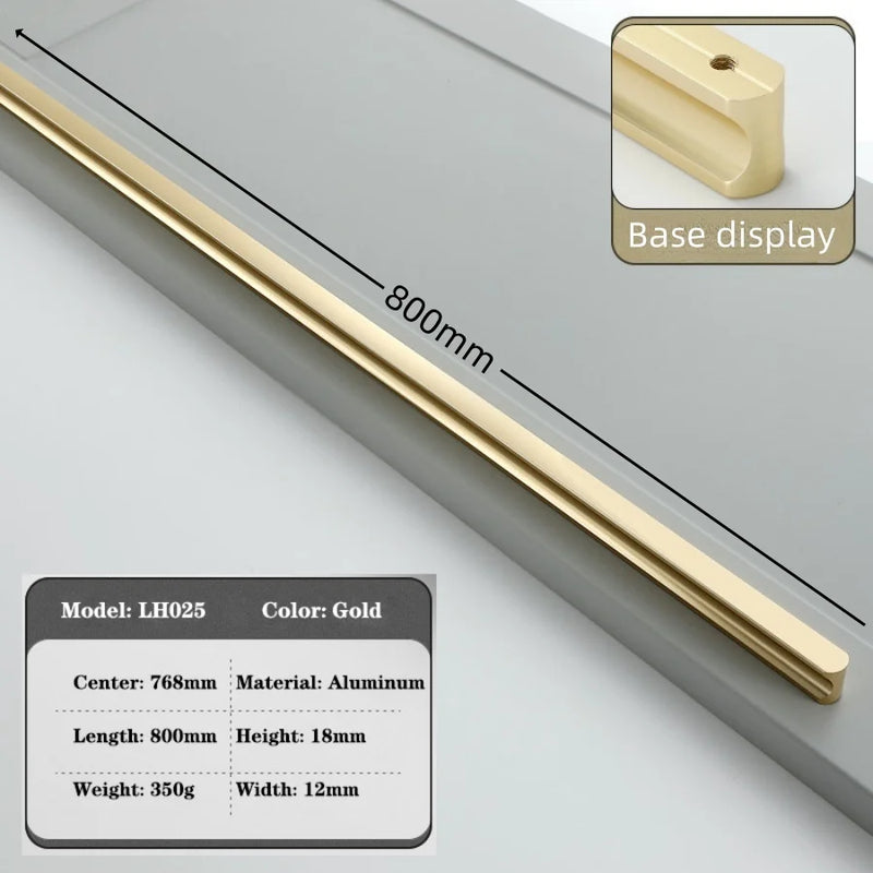 500mm 800mm 1000mm Closet Kitchen Cabinet Pull Long Handles for Wardrobe and Cupboard Drawer Knobs Furniture Handles Pulls