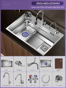 Light Luxury Silver Nano Sink for Kitchen Modern Stainless Steel Three-hole Kitchen Sinks Creative Household Sinks for Balcony