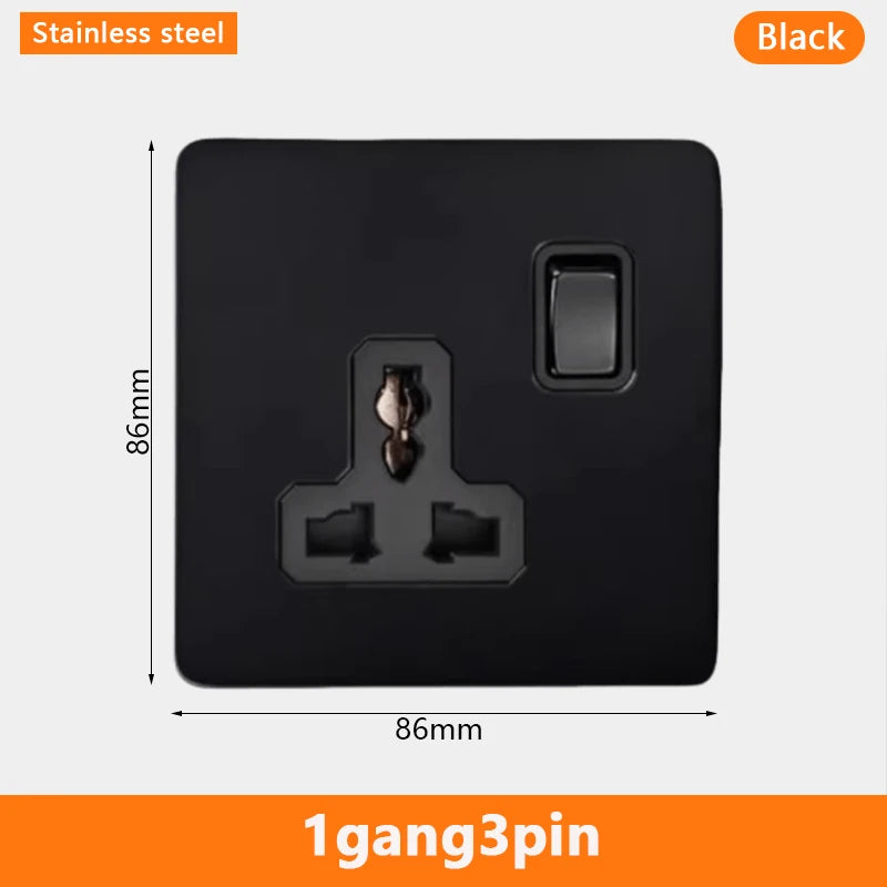 Eu Black Retro Toggle Wall Light Switch belt. Antique Switch socket with USB charging. 220V1gang2way Speed control switch