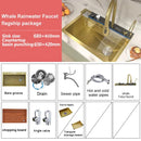 Stainless Steel Waterfall Kitchen Sink Cup Washer Knife Rack Embossed Extra Large Single Slot Apartment Left Side Drainage