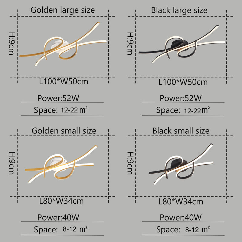 Smart Home Alexa Modern led Ceiling Lights for living room bedroom study room Matte black or Gold finished Ceiling Lamp fixtures