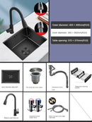 Household Black Sink for Kitchen Italian Metal Dry Handmade Kitchen Sinks Simple Small Light Luxury Kitchen Sinks for Bar
