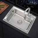 Silvery 304 Stainless Steel Kitchen Sink Multiple Size Undermount Basin Sink Single Tank Wash Vegetables Thickened Basin Set