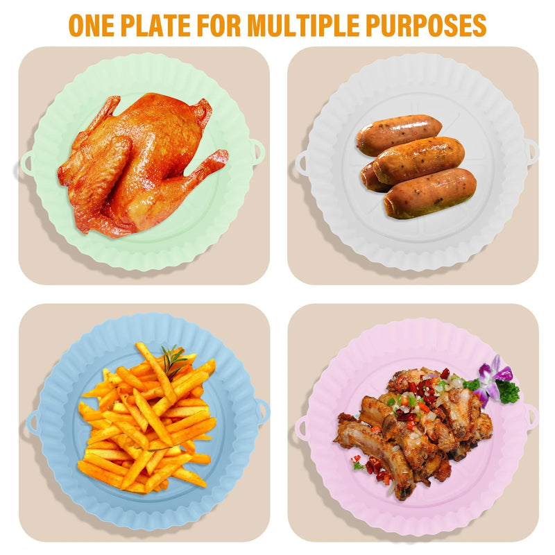 Silicone Air Fryer Pot Baking Tray Pans Fried Chicken Silicone Mold Basket Mat Airfryer Replacement Kitchen Accessories 20cm