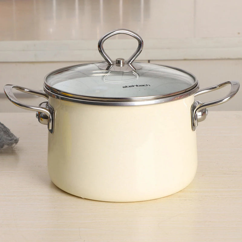 3L Enamel Pot High Style Porcelain Enameled Soup Pot Saucepan For Gas Induction Stewpan Multifunction Cooking Pot For Kitchen