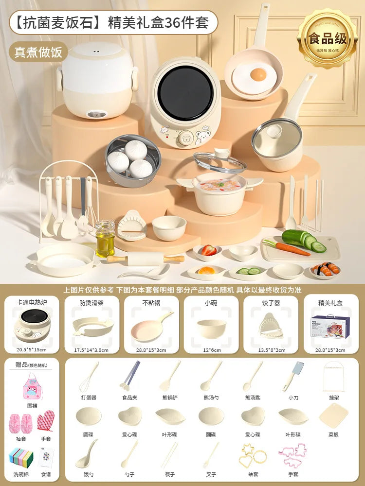 New 1pcs Mini Kitchenette Children'S Educational Toys Boy And Girl Pretend Play Kitchenette Real Cooking Full Set Chidren