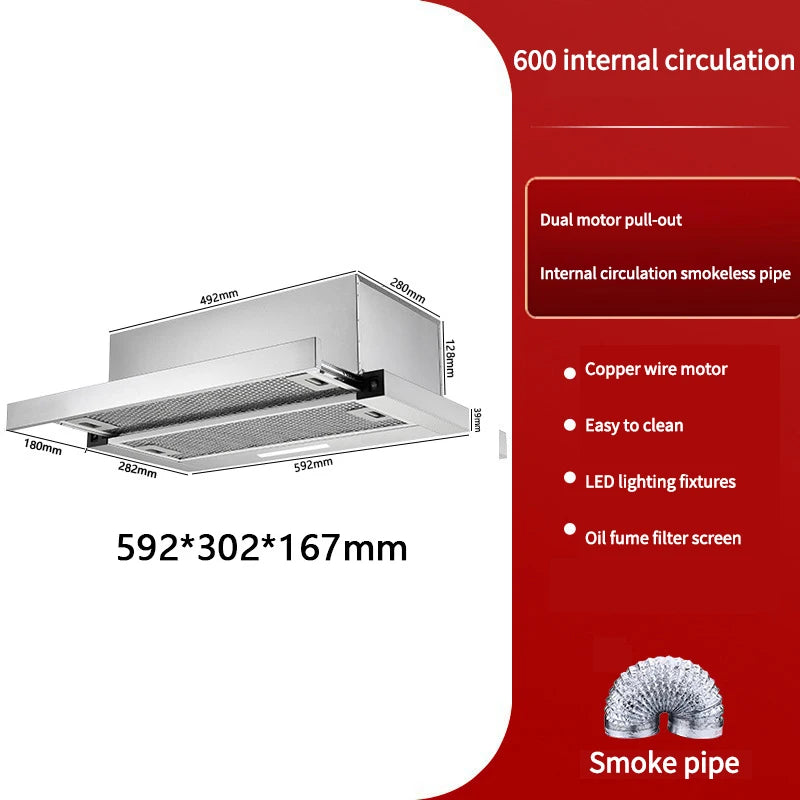 Range Hood For Kitchen Rental RoomTop Suction Kitchen Drainage Kitchen Ventilator Large Suction Exhaust Hood Pull  Easy to Clean