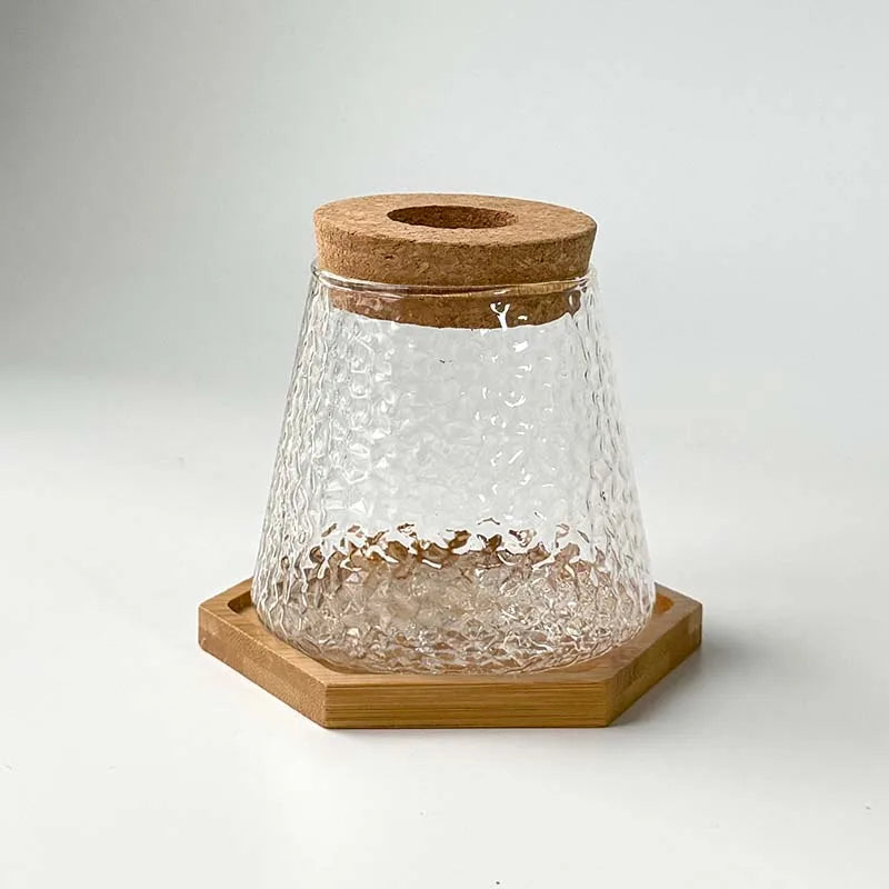 Glass Small Flower Pots for Plants Hydroponics Plant Pots Transparent Flower Vase With Tray Office Home Decoration Accessories