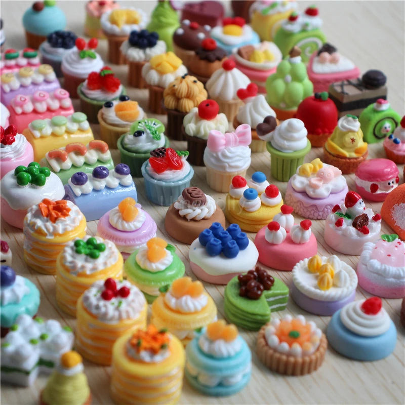 1/6 Scale Assorted Miniature Dollhouse Cake Mini Food for Doll Pretend Play Kitchen Toy Accessories