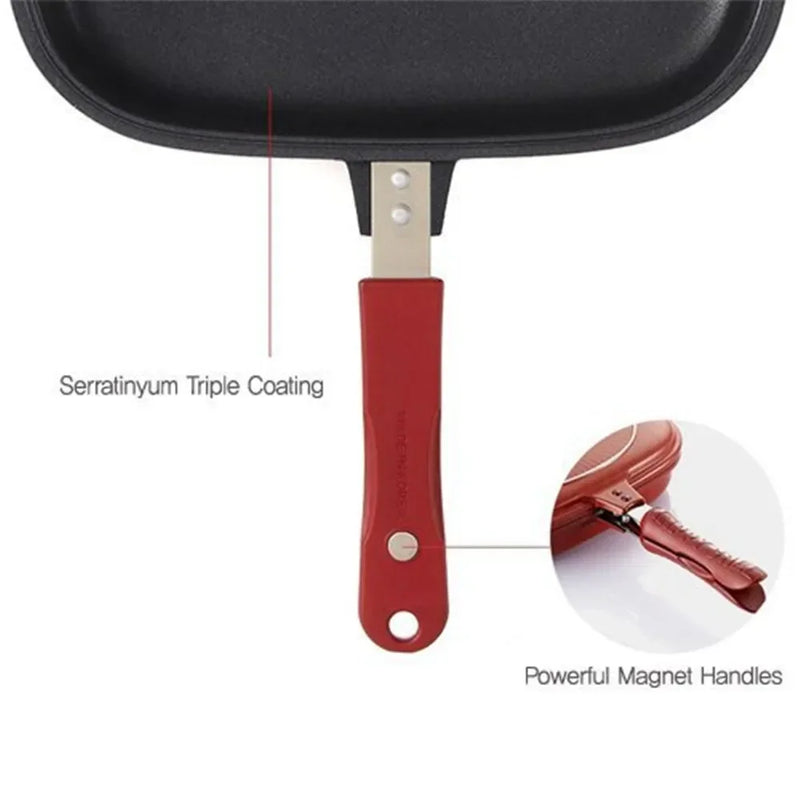 32cm Double-Sided Frying Pan Skillet Grill  Baking Tray Non-Stick Skillet Wok Pan Home Garden Pancake for The Kitchen