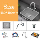 Small Gray Kitchen Sink Above Counter or Undermount 304 Stainless Steel Single Bowl Washing Basin Drain Accessories for Kitchen