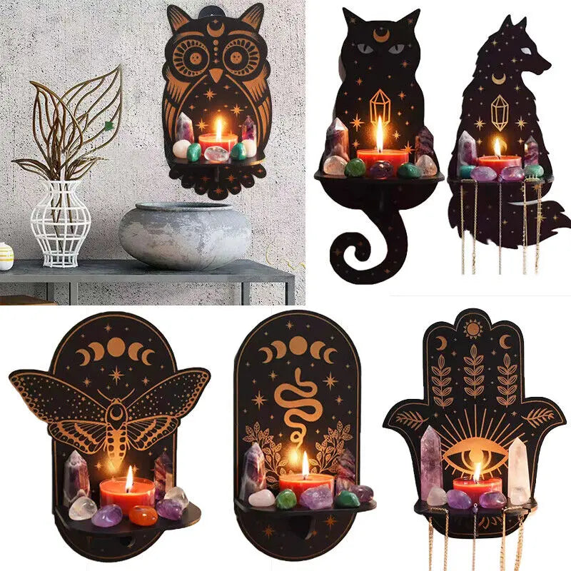 New Crystal Decorative Shelf Wooden Carving Pattern Handicraft Crystal Rack Home Candle Holder Decor Crystal Display Stand Craft