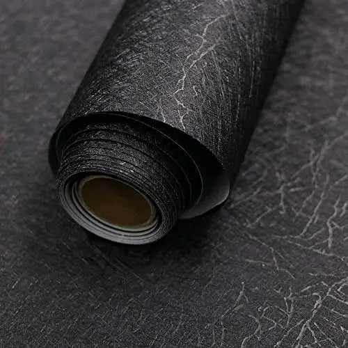 Black Silk Wallpaper Embossed Self Adhesive Wallpaper Removable Vinyl Black Peel and Stick Wallpaper Waterproof Furniture Decor