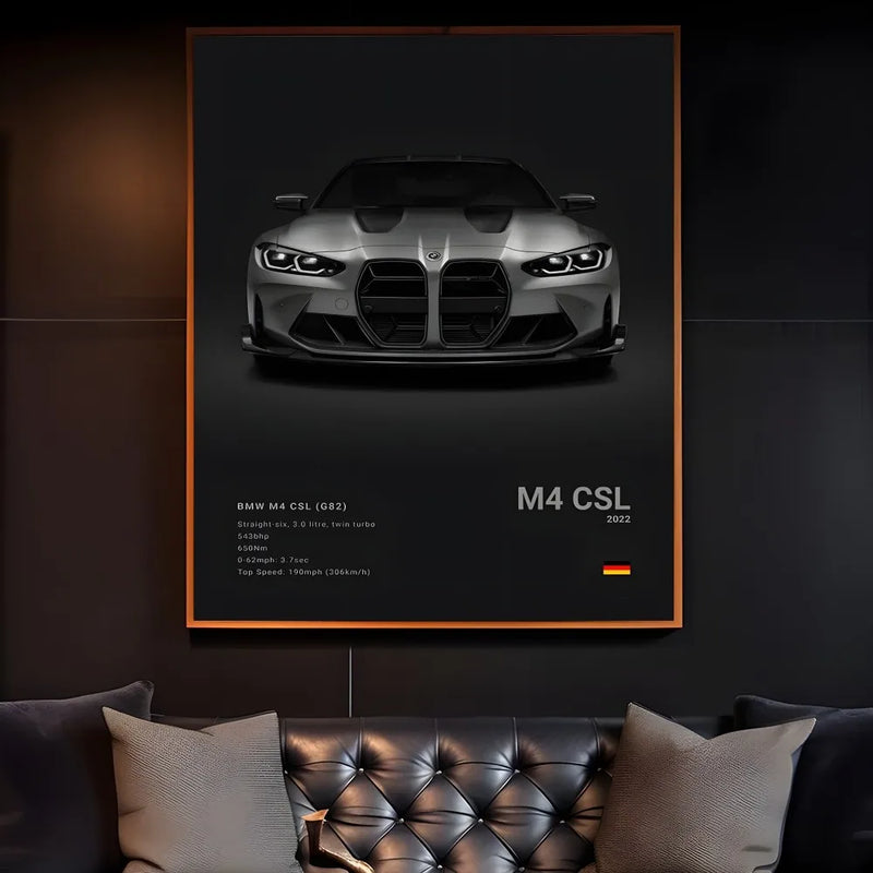 Luxury Black Classic latest sports car F80 M3 M4 M5 Z8 G80 B-BMW Cool Poster Home living room Wall Art Garage Room Decor