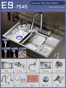 Nano 304 Stainless Steel Sink Waterfall Large Single Slot Kitchen Sink Vegetable Stainless Steel Household Sink