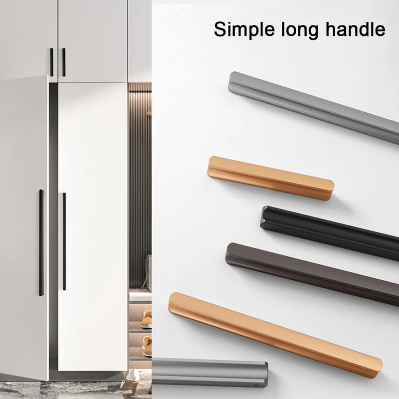 Furniture Drawer Pulls Aluminum Alloy Long Wardrobe Kitchen Cabinet Door Knobs Nordic Shoe Cupboards Cabinet Handles Hardware