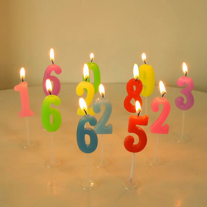 10 Pcs Candles for Cake Delicate Number Decorating Topper Decors Numeral Cakes Birthday Favors Crystal
