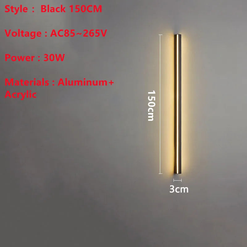 Line Extremely Long LED Wall Lamp 110V 220V 60~240CM Minimalist Sconce For Indoor TV Background Aisle Living Room Villa Lighting