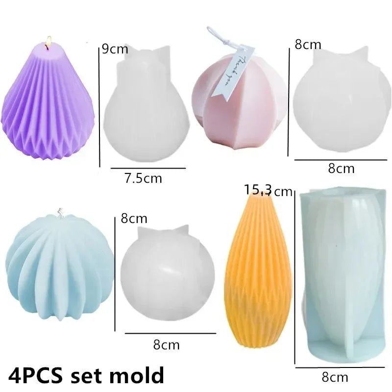 Wave cylindrical candle silicone mold with irregular geometric shape twisted stripes cylindrical candle mold resin gypsum mold