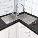 Kitchen Furniture Thickened 304 Stainless Steel Sink Basin Corner Shaped Double Stainless Steel Kitchen Sinks  Accessories Bh
