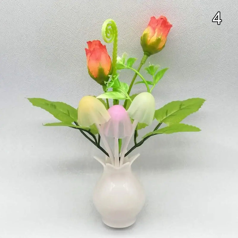 LED Mushroom Lamp LED Night Lamp Novel 7-color Night Lamp 220VUS Plug Sensing Dream High Grade Pomegranate Vase Flowers