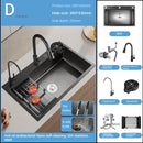 German Nano Sinks for Apartments Black Metal Three-hole Drain Kitchen Sink Light Luxury Household Kitchen Sink for Rental Houses