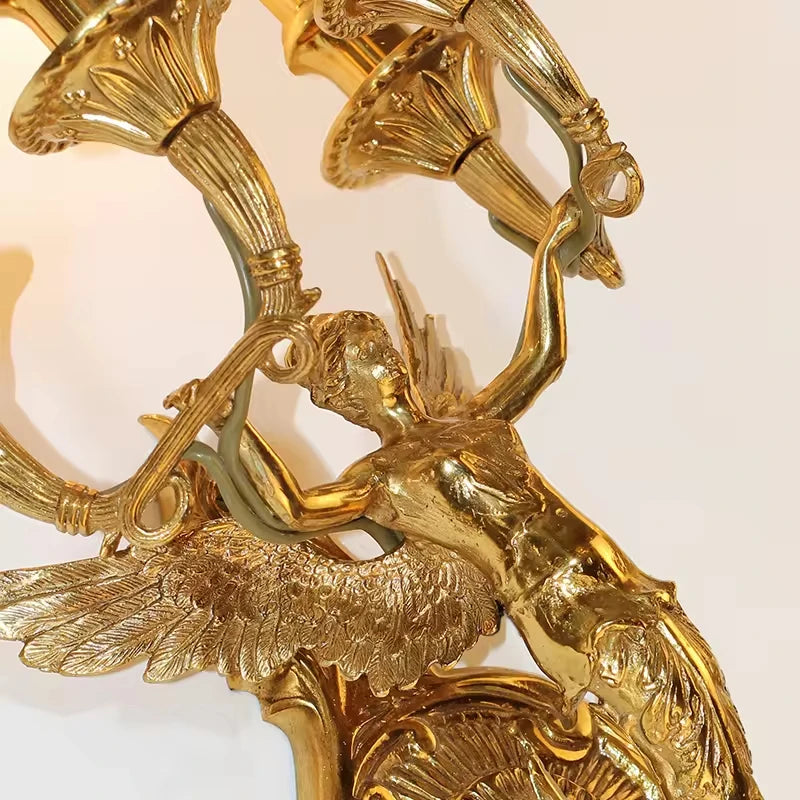 European brass wall candle sconce mermaid wall mounted operating lamp angel wall lights for home