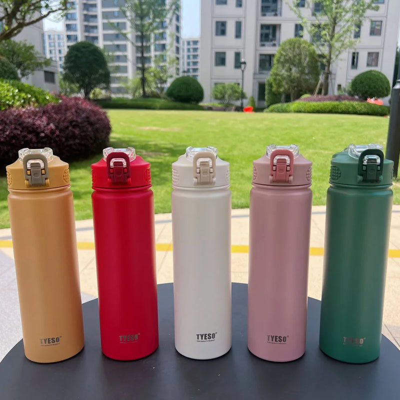 Thermos Bottle with Straw 750ml Stainless Steel Thermal Cup Car Insulated Flask Water Tumbler for Outdoor Sports