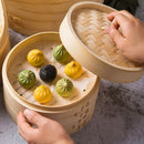 20cm Chinese Dumplings Bamboo Steamer Cooker With Lid Dimsum Steamer Fish Rice Vegetable Basket Kitchen Cooking Tools