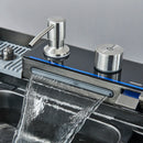 Kitchen Sink Faucet Large Integrate Digital Display Multi-Function Buttons Waterfall Soap Dispenser Cup Washer Kitchen Sink