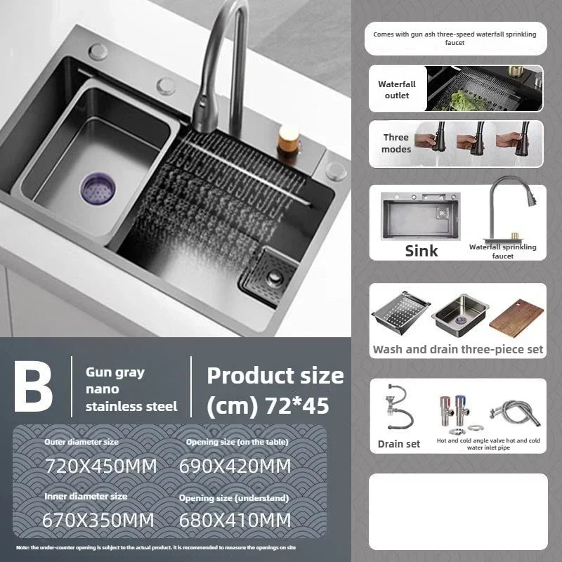 Kitchen Accessories Basin Large Thickened 304 Sink Stainless Steel Sink Single Vegetable Basin Dishwasher Table Stainless Steel