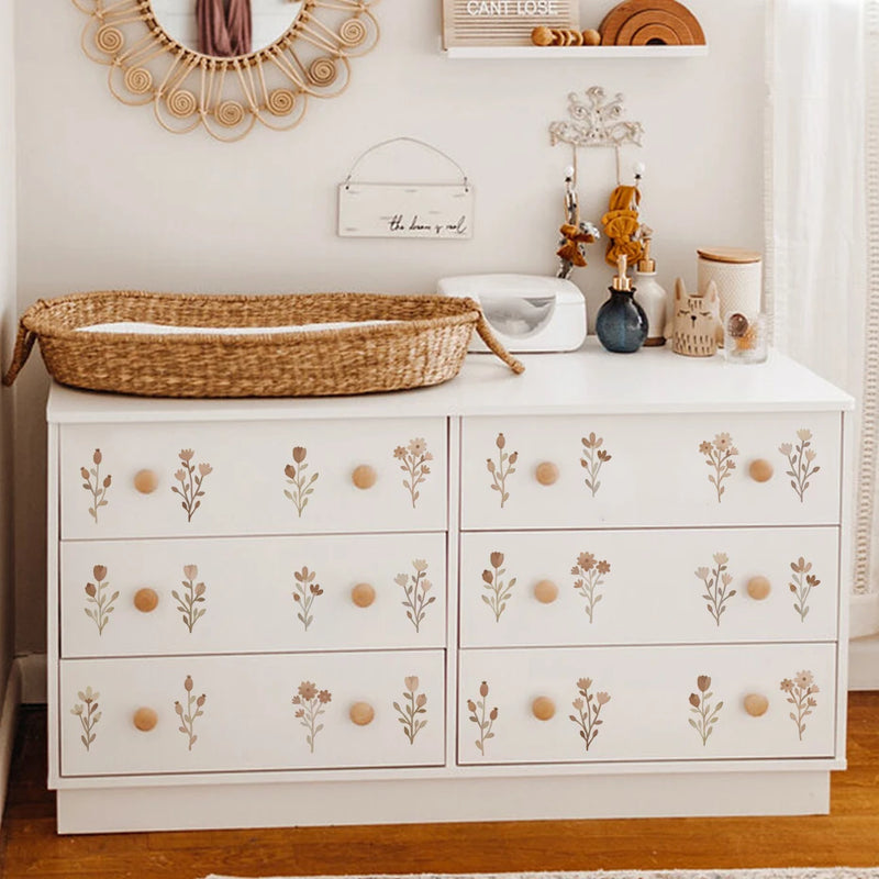 Flowers Wall Stickers for Bedroom Living Decor Wall Decals Girls Room Decorative Wall Stickers Baby Nursery Room Kids Room
