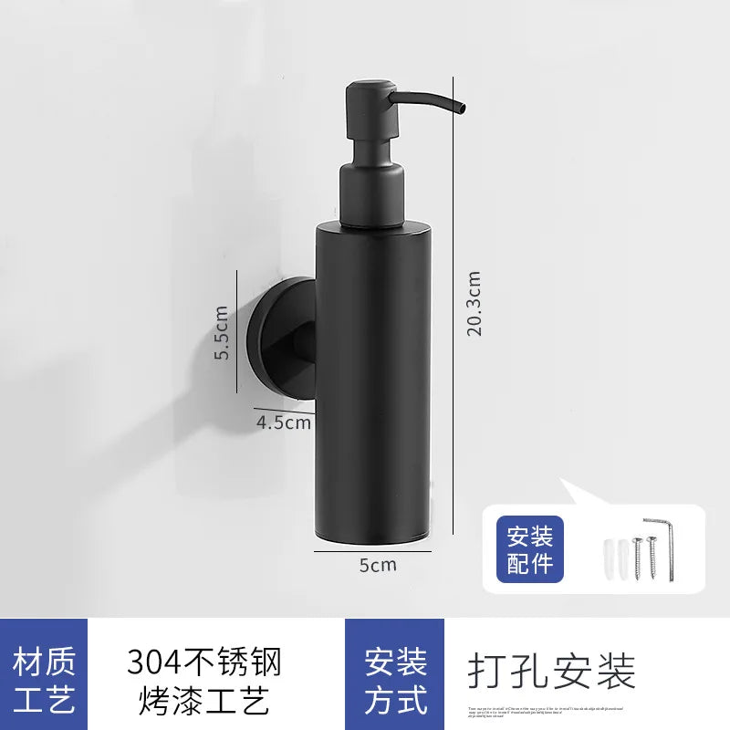 304 Brushed Stainless Steel Manual Soap Dispenser Wall Mounted Golden Black Square Round Soap Dispenser for Hotel Bathrooms