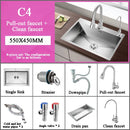 Stainless Steel Kitchen Sink Farmhouse Above Counter Undermounter Single Bowel Wash Basin With Gourmet Faucet Drain Accessories