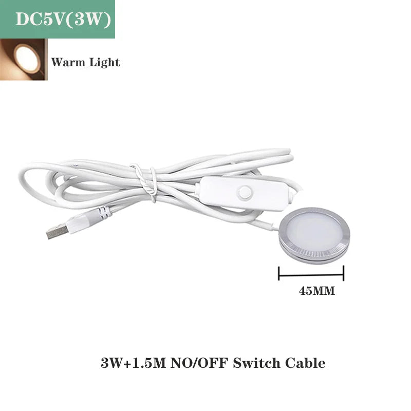 Ultrathin 8mm USB DC5V 3W 10W Dimmable Spotlight Surface Mounted Mini LED Circular Simple Ceiling Light Exhibition Cabinet Lamp