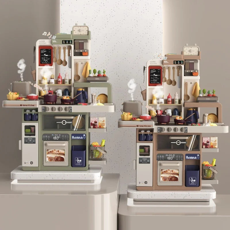 93cm Children's Kitchen Kids Toys, Kids Kitchen Cooking Set Gift Box for Girls, Luxury Version Tableware Set, 88 Accessories