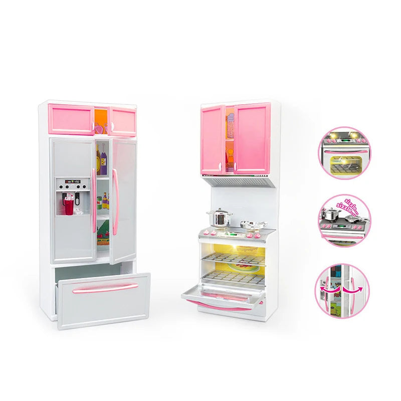 Children's Kitchen Toy Set Simulation Mini Kitchenware Refrigerator Model Girls Play House Toy Gift Box