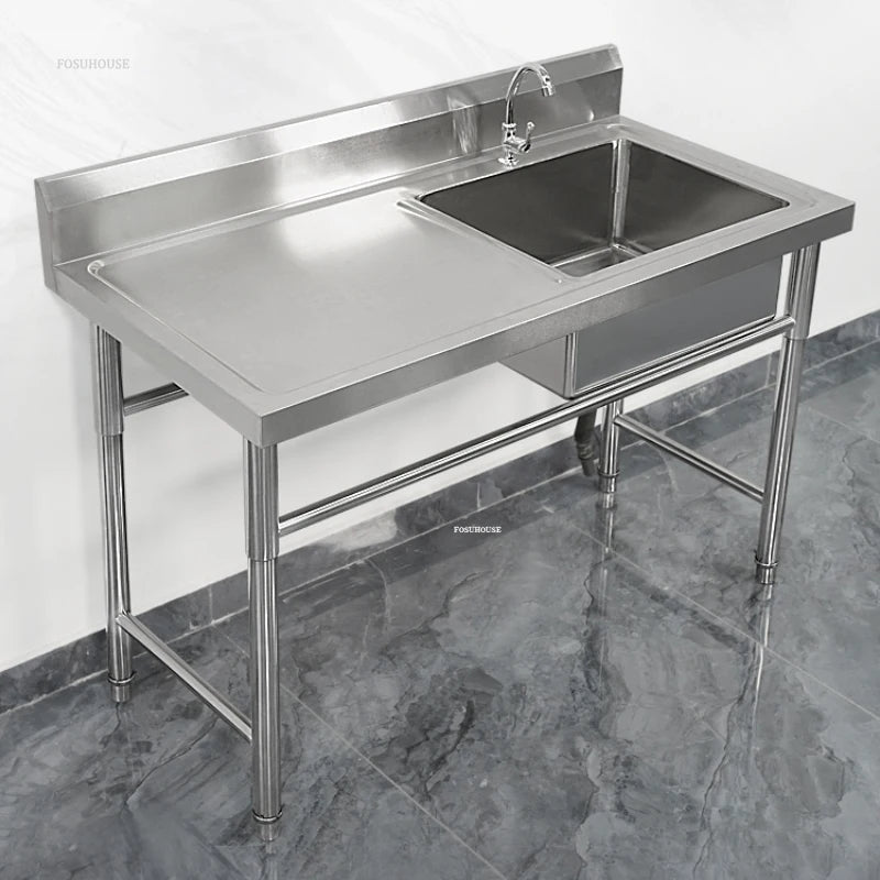 Stainless Steel Kitchen Sinks Washing Sink with Bracket Multifunctional Sinks for Restaurant Commercial Floor Dishwashing Sinks