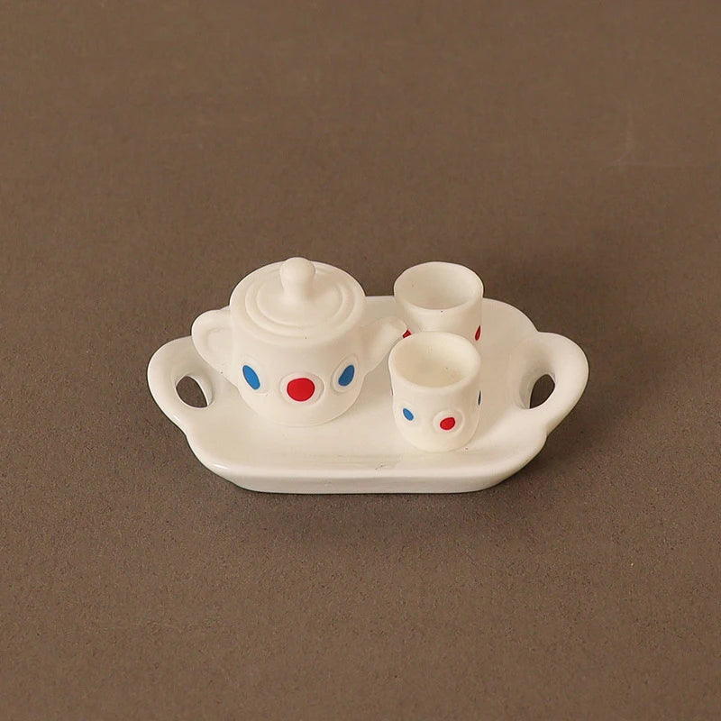 3/5/6pcs 1/12 Dollhouse Miniature Accessories Ceramics Tea Set Model Kitchen Tableware