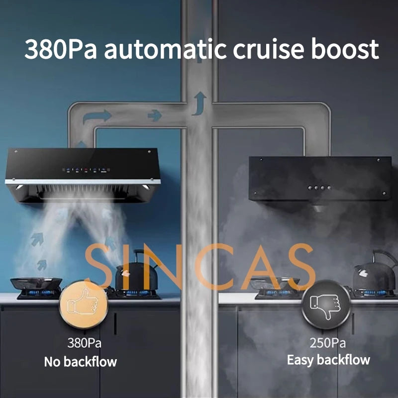 Strong Suction Force Kitchen Suction Hoods Home Kitchen 150-200W Top Suction Exhaust Cooker Major Appliance Home Tempered Glass