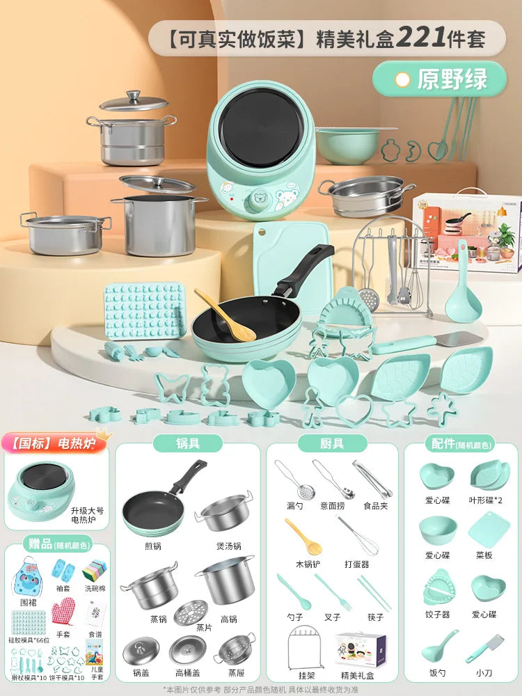 New Mini Kitchen Real Cooking Full Set of Cooking Girl Small Kitchen Set Children Baby Puzzle Play House Toys Kids Toys