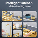 Brushed Gold Waterfall Sink Kitchen Intelligent Digital Display Temperature Control Large Single Slot pull Out Faucet Pure Water