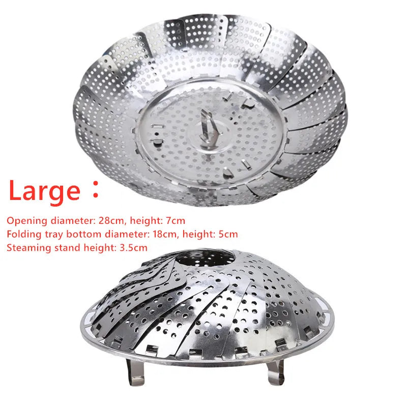 Multifunctional Steamer Plate Disk, Stainless Steel, Silver Magic, Retractable, Folding, Steaming Fruit