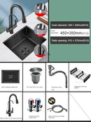 Household Black Sink for Kitchen Italian Metal Dry Handmade Kitchen Sinks Simple Small Light Luxury Kitchen Sinks for Bar