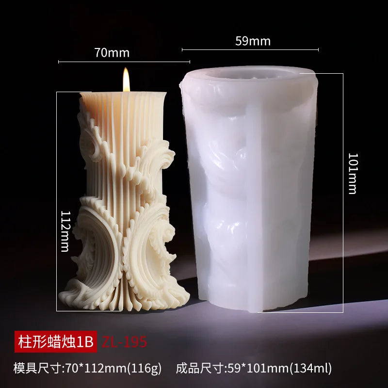 Wave cylindrical candle silicone mold with irregular geometric shape twisted stripes cylindrical candle mold resin gypsum mold