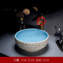 European Retro Bathroom Sinks Ceramic Home Bathroom Washbasins Countertop Basin Small Size Washing Sink Round Single Wash Basin