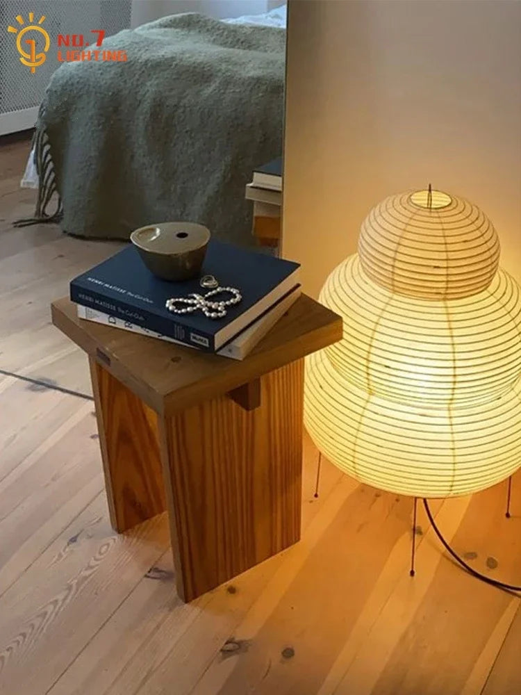 Japanese Designer Atmosphere Akari Noguchi Yong Decorative Floor Lamp Rice Paper Standing Lamp LED E27 Study Bedroom Living Room