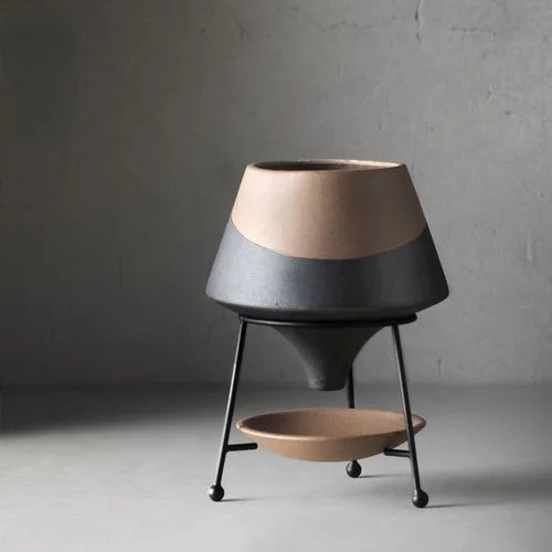 European Ceramic Flower Pot Decoration Metal Stand Abstract Irregular Vase Succulent Plant Flower Pot Modern Home Decoration New