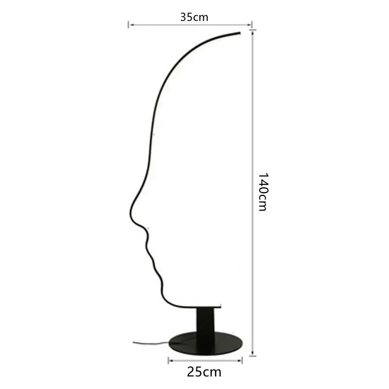 Designer Human Face Led Floor Lamp Black Adjustable for Living Room Bedroom Bedside Standing Home Decor Indoor Lighting Fixtures